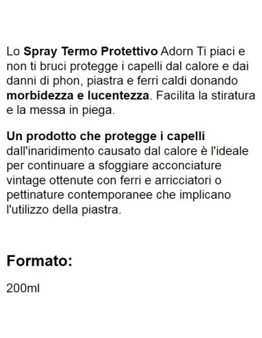 adorn vintage - spray termoprotettivo - 200ml - ti piaci e non ti bruci: tuttocasashop.live: igiene e cura della persona