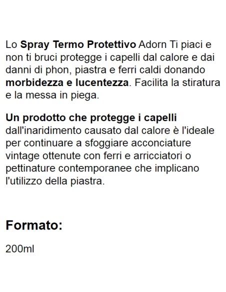 adorn vintage - spray termoprotettivo - 200ml - ti piaci e non ti bruci: tuttocasashop.live: igiene e cura della persona