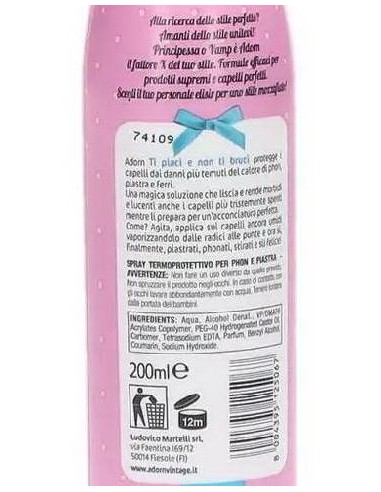 adorn vintage - spray termoprotettivo - 200ml - ti piaci e non ti bruci: tuttocasashop.live: igiene e cura della persona