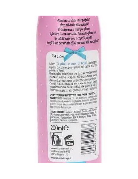 adorn vintage - spray termoprotettivo - 200ml - ti piaci e non ti bruci: tuttocasashop.live: igiene e cura della persona