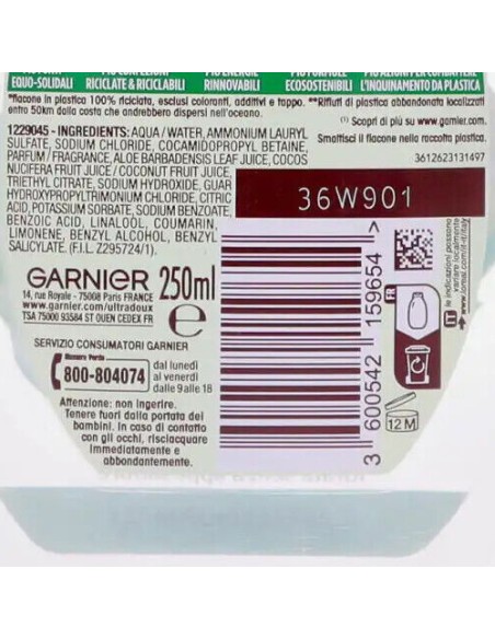 ultra dolce shampoo 250ml idratante - acqua di cocco & aloe vera: tuttocasashop.live: igiene e cura della persona