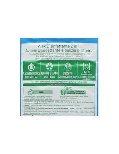 ajax pavimenti detergente liquido - 1250ml - disinfettante: tuttocasashop.live: pulizia e cura della casa