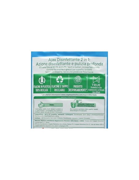 ajax pavimenti detergente liquido - 1250ml - disinfettante: tuttocasashop.live: pulizia e cura della casa