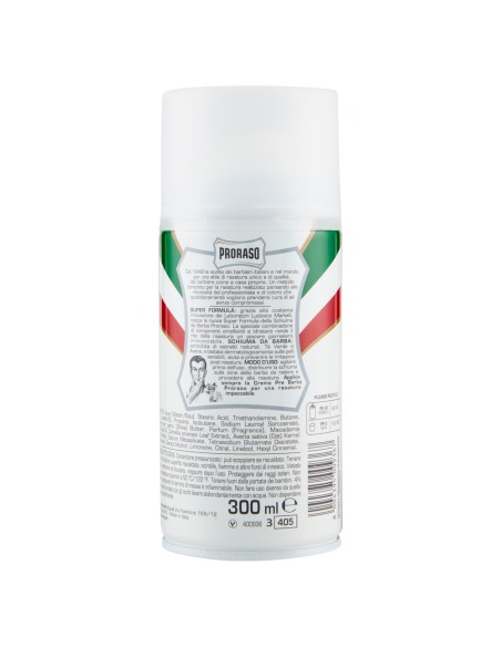proraso schiuma da barba - 300ml - pelli sensibili - te' verde e avena: tuttocasashop.live: igiene e cura della persona