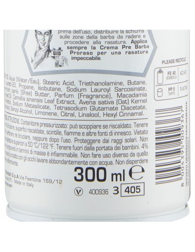 proraso schiuma da barba - 300ml - pelli sensibili - te' verde e avena: tuttocasashop.live: igiene e cura della persona