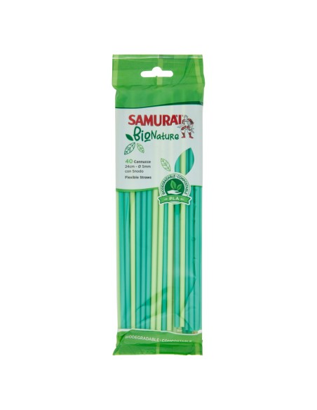 samurai cannucce con snodo - 40 pezzi - bio - biodegradabile e compostabile: tuttocasashop.live: carta & monouso