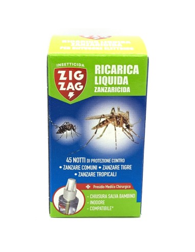 zig zag ricarica liquido zanzaricida 45 notti - per diffusore elettrico: tuttocasashop.live: pulizia e cura della casa