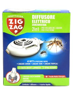 zig zag diffusore elettrico zanzaricida - con ricarica liquida 45 notti: tuttocasashop.live: pulizia e cura della casa
