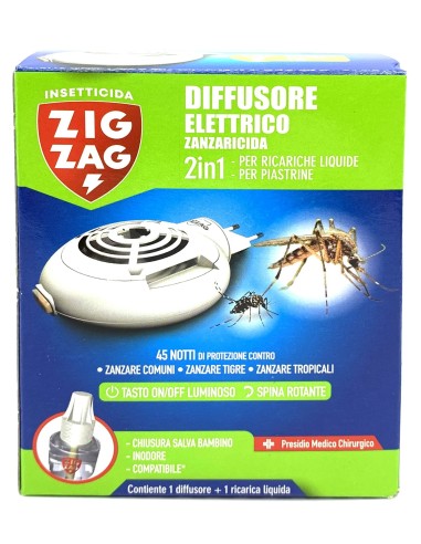 zig zag diffusore elettrico zanzaricida - con ricarica liquida 45 notti: tuttocasashop.live: pulizia e cura della casa