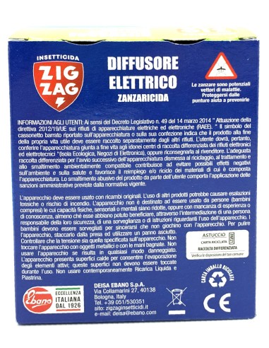 zig zag diffusore elettrico zanzaricida - con ricarica liquida 45 notti: tuttocasashop.live: pulizia e cura della casa