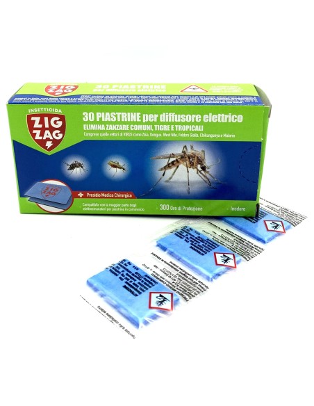 zig zag 30 piastrine per diffusore elettrico - zanzare comuni tigre tropical: tuttocasashop.live: pulizia e cura della casa