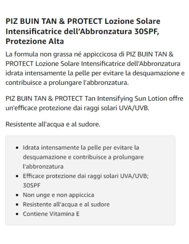 piz buin tan&protect intensifying sun lotion 150ml - spf 30 - intensificante: tuttocasashop.live: igiene e cura della persona