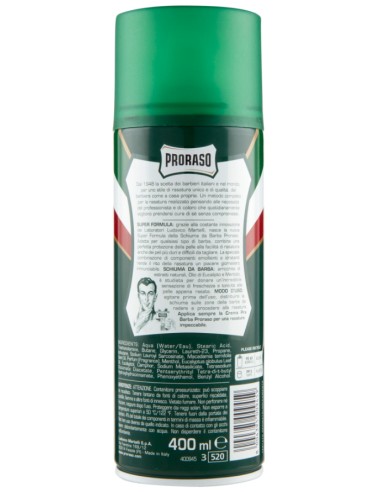 proraso schiuma da barba 400ml - rinfrescante tonificante eucalipto mentolo: tuttocasashop.live: igiene e cura della persona