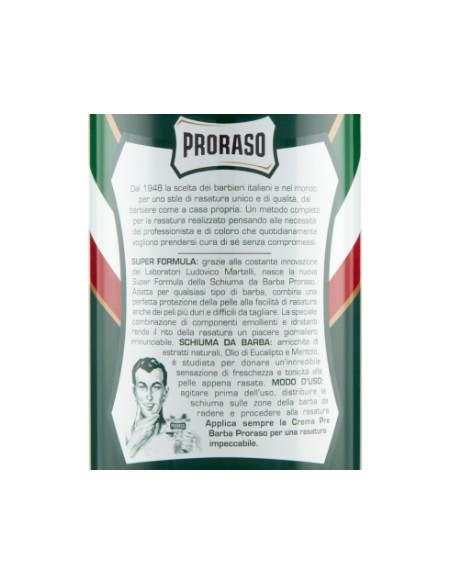 proraso schiuma da barba 400ml - rinfrescante tonificante eucalipto mentolo: tuttocasashop.live: igiene e cura della persona