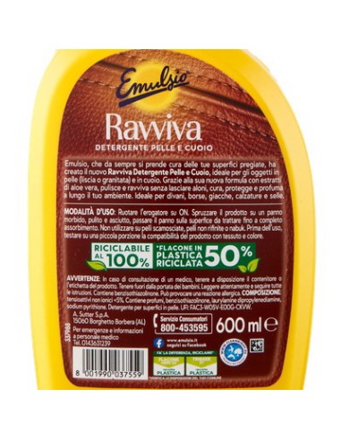 emulsio ravviva detergente per pelle e cuoio - confezione trigger da 600ml: tuttocasashop.live: pulizia e cura della casa