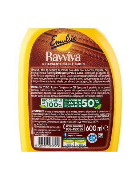emulsio ravviva detergente per pelle e cuoio - confezione trigger da 600ml: tuttocasashop.live: pulizia e cura della casa