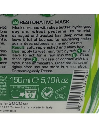 biomed comfort&restoring maschera ristoratrice - 150ml: tuttocasashop.live: igiene e cura della persona