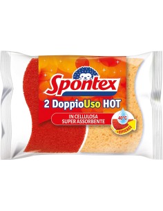spontex doppiouso hot 2 spugne con abrasivo in cellulosa super assorbente: tuttocasashop.live: pulizia e cura della casa