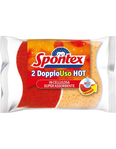 spontex doppiouso hot 2 spugne con abrasivo in cellulosa super assorbente: tuttocasashop.live: pulizia e cura della casa