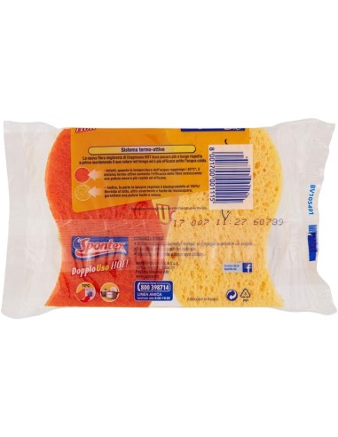spontex doppiouso hot 2 spugne con abrasivo in cellulosa super assorbente: tuttocasashop.live: pulizia e cura della casa