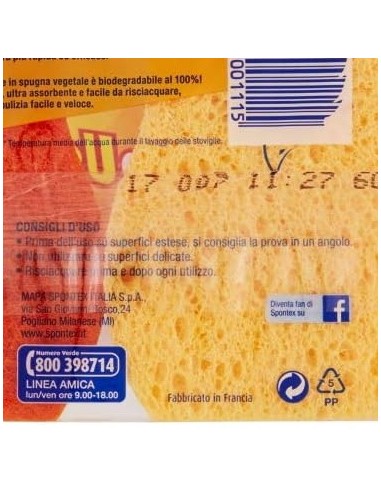 spontex doppiouso hot 2 spugne con abrasivo in cellulosa super assorbente: tuttocasashop.live: pulizia e cura della casa