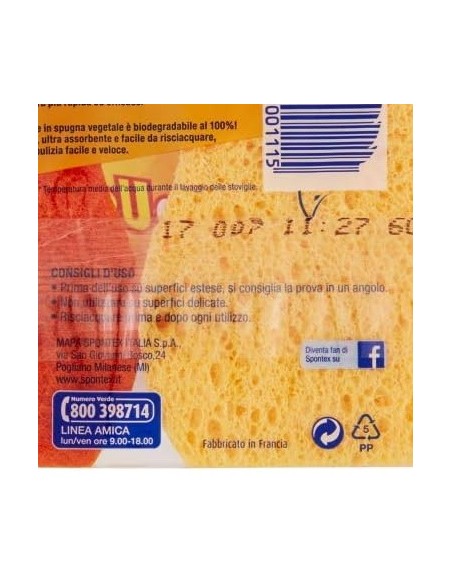 spontex doppiouso hot 2 spugne con abrasivo in cellulosa super assorbente: tuttocasashop.live: pulizia e cura della casa
