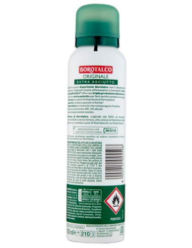 borotalco deodorante spray 150ml - original 48h - talco a cristalli attivi: tuttocasashop.live: igiene e cura della persona