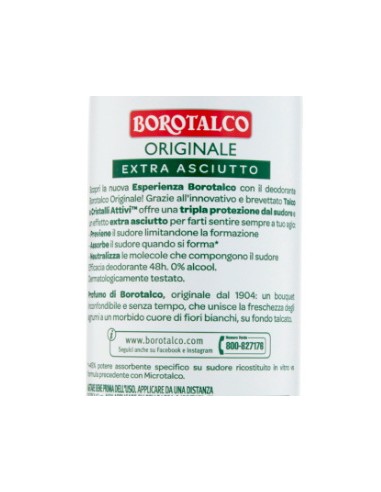 borotalco deodorante spray 150ml - original 48h - talco a cristalli attivi: tuttocasashop.live: igiene e cura della persona