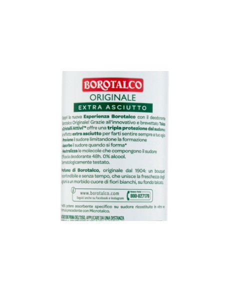 borotalco deodorante spray 150ml - original 48h - talco a cristalli attivi: tuttocasashop.live: igiene e cura della persona