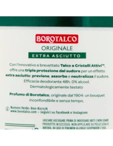borotalco deodorante stick 40ml - original 48h - talco a cristalli attivi: tuttocasashop.live: igiene e cura della persona