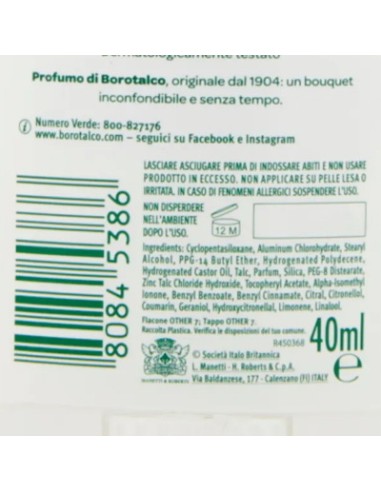 borotalco deodorante stick 40ml - original 48h - talco a cristalli attivi: tuttocasashop.live: igiene e cura della persona