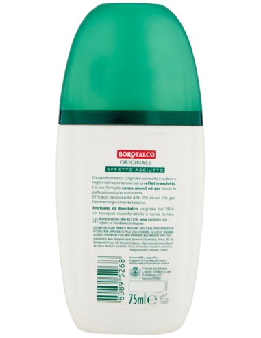 borotalco deodorante vapo no-gas 75ml - original 48h - effetto asciutto: tuttocasashop.live: igiene e cura della persona
