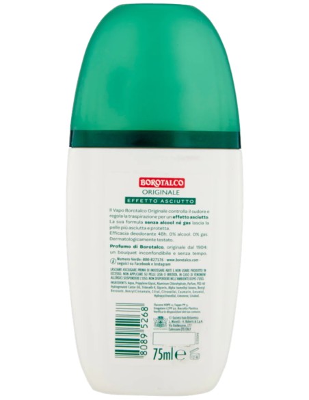 borotalco deodorante vapo no-gas 75ml - original 48h - effetto asciutto: tuttocasashop.live: igiene e cura della persona