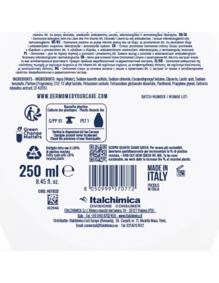 dermomed detergente intimo 250ml - lichene - con proprieta' antibatteriche: tuttocasashop.live: igiene e cura della persona