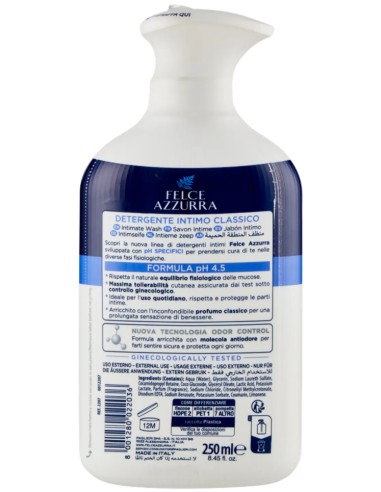 felce azzurra detergente intimo - 250ml - classico ph 4.5 igiene quotidiana: tuttocasashop.live: igiene e cura della persona
