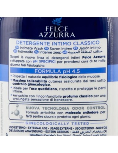 felce azzurra detergente intimo - 250ml - classico ph 4.5 igiene quotidiana: tuttocasashop.live: igiene e cura della persona