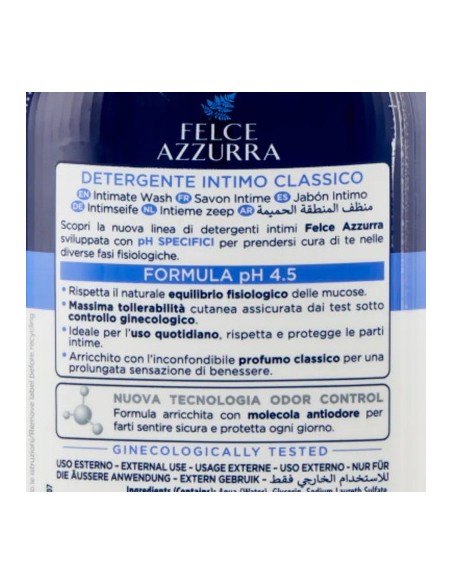 felce azzurra detergente intimo - 250ml - classico ph 4.5 igiene quotidiana: tuttocasashop.live: igiene e cura della persona
