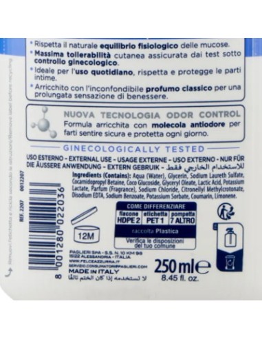 felce azzurra detergente intimo - 250ml - classico ph 4.5 igiene quotidiana: tuttocasashop.live: igiene e cura della persona