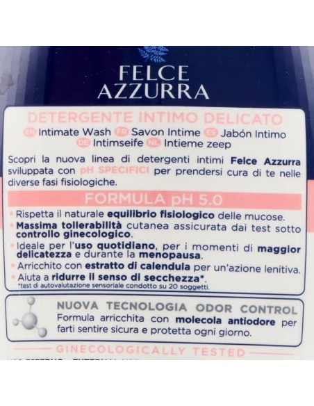 felce azzurra detergente intimo - 250ml - delicato ph 5.0 formula lenitiva: tuttocasashop.live: igiene e cura della persona