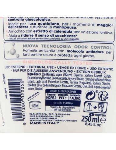 felce azzurra detergente intimo - 250ml - delicato ph 5.0 formula lenitiva: tuttocasashop.live: igiene e cura della persona