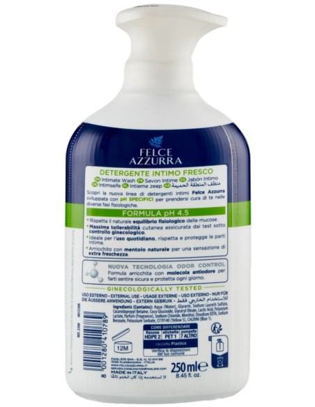 felce azzurra detergente intimo - 250ml - fresco ph 4.5 freschezza naturale: tuttocasashop.live: igiene e cura della persona