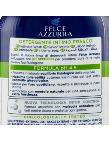 felce azzurra detergente intimo - 250ml - fresco ph 4.5 freschezza naturale: tuttocasashop.live: igiene e cura della persona