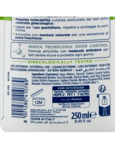 felce azzurra detergente intimo - 250ml - fresco ph 4.5 freschezza naturale: tuttocasashop.live: igiene e cura della persona