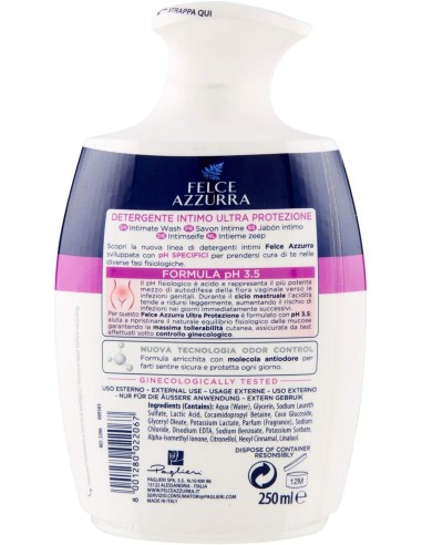 felce azzurra detergente intimo - 250ml - ultra protezione ph 3.5 - ciclo: tuttocasashop.live: igiene e cura della persona