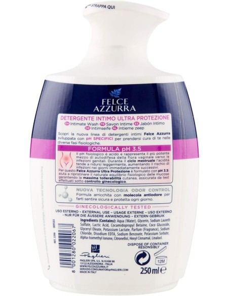 felce azzurra detergente intimo - 250ml - ultra protezione ph 3.5 - ciclo: tuttocasashop.live: igiene e cura della persona