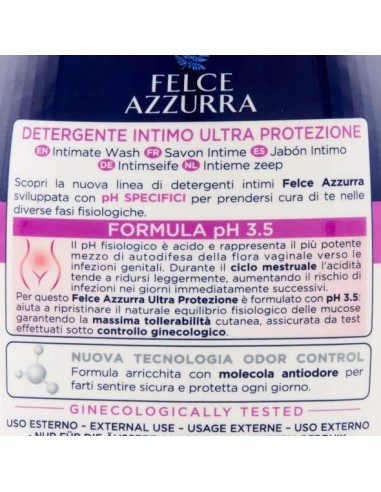 felce azzurra detergente intimo - 250ml - ultra protezione ph 3.5 - ciclo: tuttocasashop.live: igiene e cura della persona
