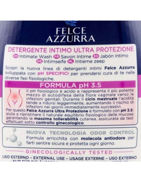 felce azzurra detergente intimo - 250ml - ultra protezione ph 3.5 - ciclo: tuttocasashop.live: igiene e cura della persona