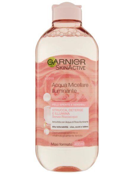 garnier skin active acqua micellare - 400ml - illuminante- acqua di rose: tuttocasashop.live: igiene e cura della persona