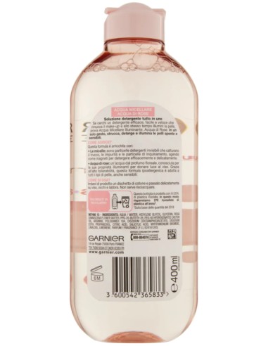 garnier skin active acqua micellare - 400ml - illuminante- acqua di rose: tuttocasashop.live: igiene e cura della persona