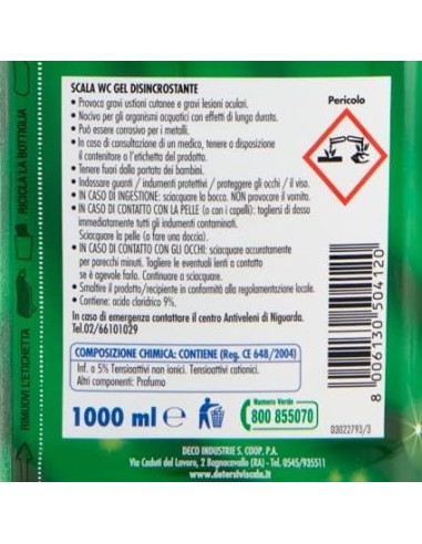scala wc gel disincrostante - 1 litro - igienizzante - anticalcare: tuttocasashop.live: pulizia e cura della casa